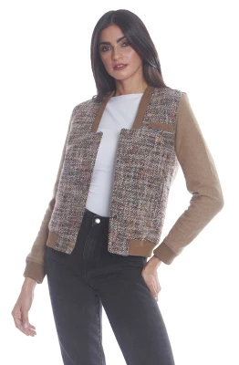 Members Only Women's Updated Tweed Varsity Jacket With Contrast Sleeve 5 Members Only Women's Updated Tweed Varsity Jacket With Contrast Sleeve - Image 5