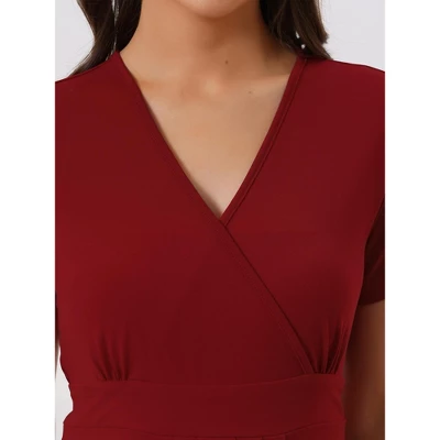 Cheibear Womens Tie Back Casual V-Neck Maternity Short Sleeve Lounge Dress 3 Cheibear Womens Tie Back Casual V-Neck Maternity Short Sleeve Lounge Dress - Image 3