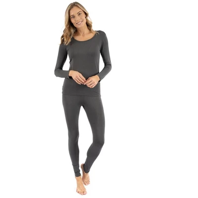 Leveret Womens Two Piece Neutral Solid Color Thermal Pajamas 8 Leveret Womens Two Piece Neutral Solid Color Thermal Pajamas - Image 8