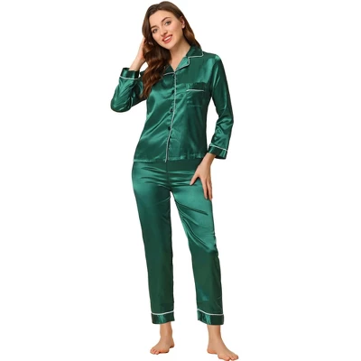 Allegra K Women's Satin Button Down Sleepshirt With Pants Halloween Pajama Set 13 Allegra K Women's Satin Button Down Sleepshirt With Pants Halloween Pajama Set - Image 13