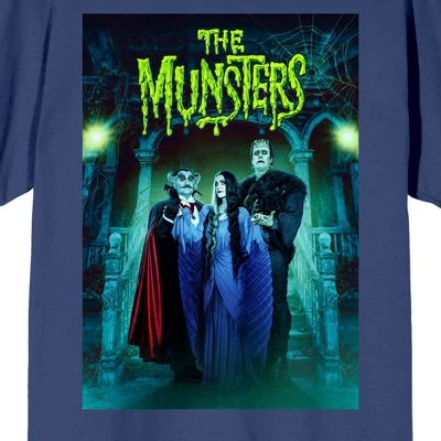 The Munsters Rob Zombie Remake Key Poster Art Crew Neck Short Sleeve Navy Women's T-shirt 1 The Munsters Rob Zombie Remake Key Poster Art Crew Neck Short Sleeve Navy Women's T-shirt