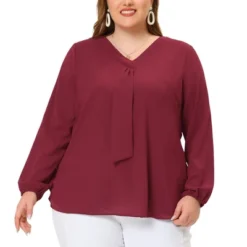Agnes Orinda Women's Plus Size Office Fashion Long Sleeves Ribbon Front Chiffon Top -Women Clothing Shop GUEST b29e4234 b892 4c53 946b 0d308b585a3a