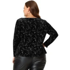 Agnes Orinda Women's Plus Size Top Sweetheart Neck Long Sleeve Stars Velvet Blouses -Women Clothing Shop GUEST b37f844e f0d6 451f bf08 614167d9bd00