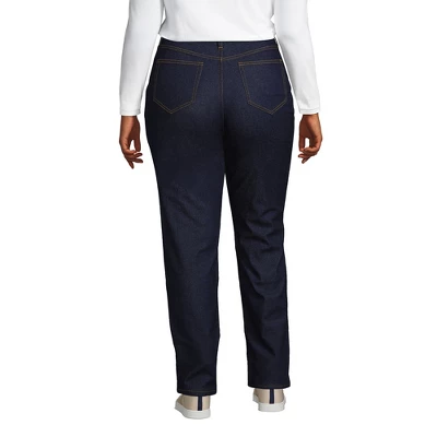 Lands' End Women's Recover High Rise Straight Leg Flannel Lined Jeans 1 Lands' End Women's Recover High Rise Straight Leg Flannel Lined Jeans