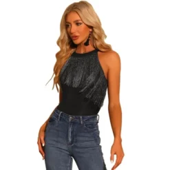 Allegra K Women's Party Neck Fringe Trim Sleeveless Halter Bodysuit 9 Allegra K Women's Party Neck Fringe Trim Sleeveless Halter Bodysuit -Women Clothing Shop GUEST b5d8f91a 5a72 41ee b59c 147648706871