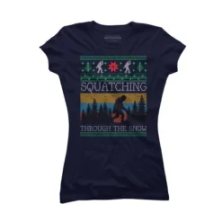 Junior's Design By Humans Christmas Retro Sasquatch Vintage Bigfoot Ugly Christmas Sweater By Pahari T-Shirt -Women Clothing Shop GUEST ba837105 6dda 48f0 be81 1bf73a718596