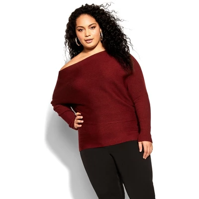 Women's Plus Size Stella Sweater - Port | CITY CHIC 8 Women's Plus Size Stella Sweater - Port | CITY CHIC - Image 8