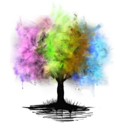 Junior's Design By Humans Abstract Seasons Tree By Akerly T-Shirt