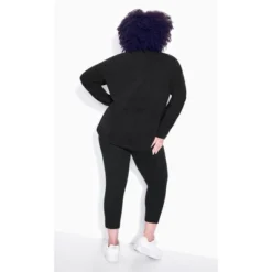 Women's Plus Size Textured Pullover - Black | ZIM & ZOE