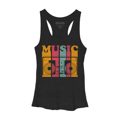 Women's Design By Humans Retro Music Boombox By Worldtraveler Racerback Tank Top 2 Women's Design By Humans Retro Music Boombox By Worldtraveler Racerback Tank Top - Image 2