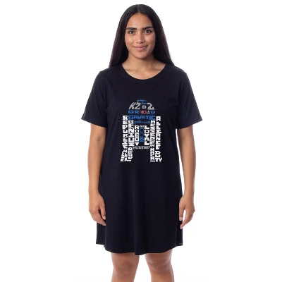 Star Wars Womens' Movie Film R2-D2 Droid Word Art Nightgown Sleep Pajama Black 3 Star Wars Womens' Movie Film R2-D2 Droid Word Art Nightgown Sleep Pajama Black - Image 3