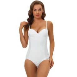 Allegra K Women's Adjustable Straps Tummy Control Shaping Mesh Leotard With Bra -Women Clothing Shop GUEST c0b87adb ac9c 44cc a1a3 6085d511ad87