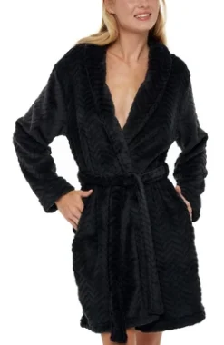 Women's Warm Soft Plush Fleece Bathrobe, Knee Length Robe, Chevrons -Women Clothing Shop GUEST c44b0155 9153 4ff7 bf63 18fecafe5785