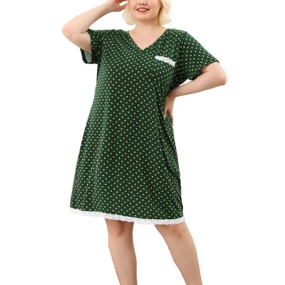 Agnes Orinda Womens Plus Size V Neck Polka Dots Short Sleeve Sleepwear Pajamas Nightgown 14 Agnes Orinda Womens Plus Size V Neck Polka Dots Short Sleeve Sleepwear Pajamas Nightgown - Image 14