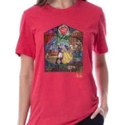 Disney Womens' Beauty And The Beast Belle Stained Glass Sleep Pajama Set Multicolored