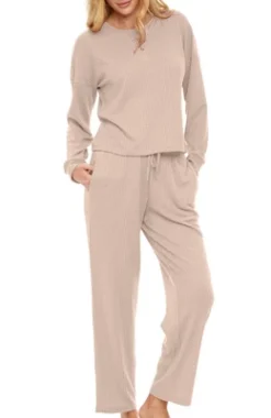 Women's Soft Ribbed Waffle Rib Knit Henley Pajamas Lounge Set, Lounge Sleeve Top And Pants With Pockets, Drawstring 18 Women's Soft Ribbed Waffle Rib Knit Henley Pajamas Lounge Set, Lounge Sleeve Top And Pants With Pockets, Drawstring -Women Clothing Shop GUEST ca5545a2 eab7 41f6 9118 1cb6897cbb90