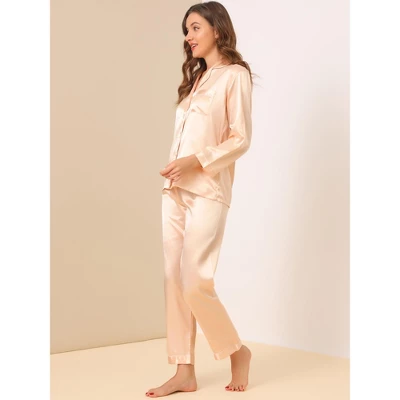 Allegra K Women's Satin Button Down Sleepshirt With Pants Halloween Pajama Set 3 Allegra K Women's Satin Button Down Sleepshirt With Pants Halloween Pajama Set - Image 3