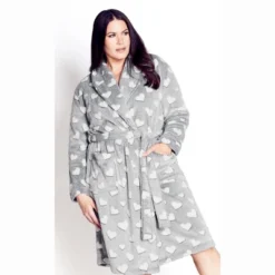 Women's Plus Size Hearts Robe - Grey | AVENUE -Women Clothing Shop GUEST cb7b5755 885e 40ef bfde 0e7079a54331