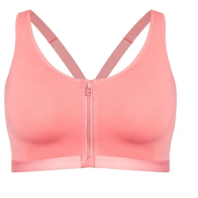 Women's Plus Size Zipper Sports Bra - Coral | AVENUE 2 Women's Plus Size Zipper Sports Bra - Coral | AVENUE - Image 2