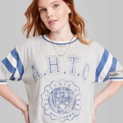 Women's Ascot + Hart Varsity Elbow Sleeve Graphic T-Shirt - Gray -Women Clothing Shop GUEST cf46d87e 9b83 4452 937d a344692403bd