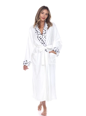 Womens Plus Leopard Print Cozy Lounge Robe - White Mark 4 Womens Plus Leopard Print Cozy Lounge Robe - White Mark - Image 4