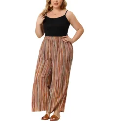 Agnes Orinda Women's Plus Size Boho Palazzo Lounge Wide Leg Pants With Elastic Waist And Stripe -Women Clothing Shop GUEST d2695f97 f4f6 4c2d 8b20 fd92f11494ac