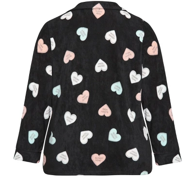 Women's Plus Size Button Up Fleece Top - Black | AVENUE 5 Women's Plus Size Button Up Fleece Top - Black | AVENUE - Image 5