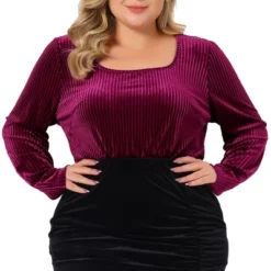 Agnes Orinda Women's Plus Size Ribbed Velvet Textured Elegant Long Sleeve Blouse 9 Agnes Orinda Women's Plus Size Ribbed Velvet Textured Elegant Long Sleeve Blouse -Women Clothing Shop GUEST d425ce16 e2a6 4e77 9aac b8b6599b6aa4
