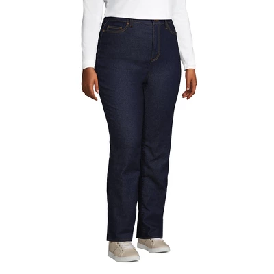 Lands' End Women's Recover High Rise Straight Leg Flannel Lined Jeans 2 Lands' End Women's Recover High Rise Straight Leg Flannel Lined Jeans - Image 2