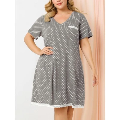 Agnes Orinda Womens Plus Size V Neck Polka Dots Short Sleeve Sleepwear Pajamas Nightgown 1 Agnes Orinda Womens Plus Size V Neck Polka Dots Short Sleeve Sleepwear Pajamas Nightgown
