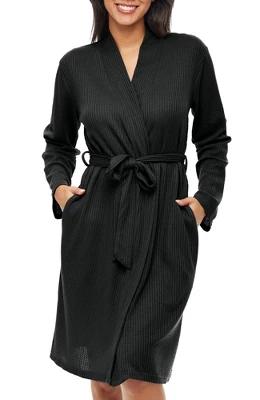 Women's Soft Ribbed Waffle Rib Knit Wrap Robe With Pockets, Lightweight Bathrobe 6 Women's Soft Ribbed Waffle Rib Knit Wrap Robe With Pockets, Lightweight Bathrobe - Image 6