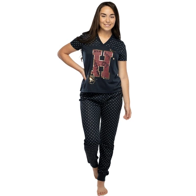 Harry Potter Juniors' H Is For Harry Gryffindor Athletic Jogger Pajama Set Black 1 Harry Potter Juniors' H Is For Harry Gryffindor Athletic Jogger Pajama Set Black