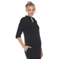 Women's Stretchy Button-Down Tunic - White Mark 15 Women's Stretchy Button-Down Tunic - White Mark -Women Clothing Shop GUEST dbe9ce4f 5996 4b05 a170 16cf31de03da