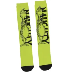 Dr Seuss Women's The Grinch Who Stole Christmas Naughty Knee-High Socks Green