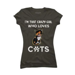 Junior's Design By Humans I'm That Crazy Girl Who Loves Cats Cartoon By MeowShop T-Shirt -Women Clothing Shop GUEST ddd4f07e bdde 46f2 9149 23ddfb563206