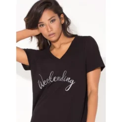 Smart & Sexy Women's Oversized Graphic V-Neck Sleep Shirt