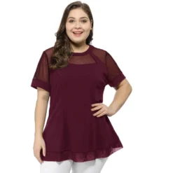 Agnes Orinda Women's Plus Size Round Neck Lace Swing Yoke Top -Women Clothing Shop GUEST e1c15c3d ba09 43d8 90d3 e55441e9b398