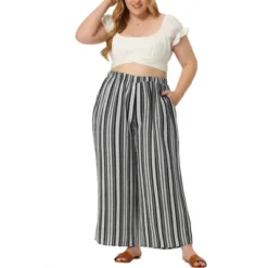 Agnes Orinda Women's Plus Size Boho Palazzo Lounge Wide Leg Pants With Elastic Waist And Stripe -Women Clothing Shop GUEST e2b4aae1 57ce 4aec a42a 27fe8a6c903b