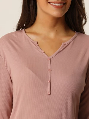 Cheibear Womens Casual V Neck Ribbed Pullover Long Sleeve Sleepwear Tops 4 Cheibear Womens Casual V Neck Ribbed Pullover Long Sleeve Sleepwear Tops - Image 4