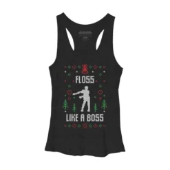 Women's Design By Humans Floss Like A Boss Ugly Christmas Sweater By Shirtpublic Racerback Tank Top -Women Clothing Shop GUEST e36b7684 bc1d 4c71 bf87 3fd74886e1c0