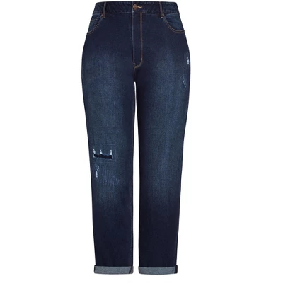 Women's Plus Size Girlfriend Rip Jean Dark Wash - Average | AVENUE 2 Women's Plus Size Girlfriend Rip Jean Dark Wash - Average | AVENUE - Image 2