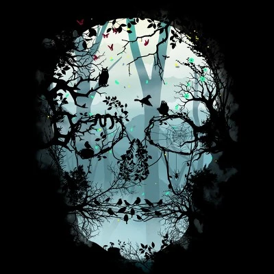 Junior's Design By Humans Dark Forest Skull By Sitchko T-Shirt 1 Junior's Design By Humans Dark Forest Skull By Sitchko T-Shirt