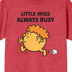 Mr. Men And Little Miss Meme Little Miss Always Busy Crew Neck Short Sleeve Red Heather Women's T-shirt