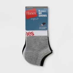 Hanes Originals Women's 6pk No Show Socks - Red/White/Black 5-9