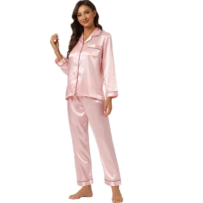 Allegra K Women's Satin Button Down Sleepshirt With Pants Halloween Pajama Set 16 Allegra K Women's Satin Button Down Sleepshirt With Pants Halloween Pajama Set - Image 16