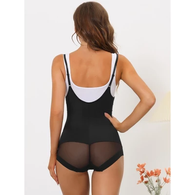 Allegra K Women's Mesh Tummy Control Slimming Sculpting Adjustable Straps Open Bust Full Leotard 1 Allegra K Women's Mesh Tummy Control Slimming Sculpting Adjustable Straps Open Bust Full Leotard