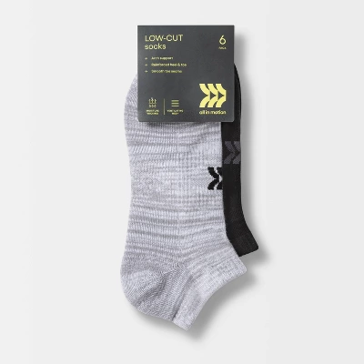 Women's Extended Size Cushioned 6pk Low Cut Athletic Socks - All In Motion™ - Heather Gray/Black 8-12 1 Women's Extended Size Cushioned 6pk Low Cut Athletic Socks - All In Motion™ - Heather Gray/Black 8-12
