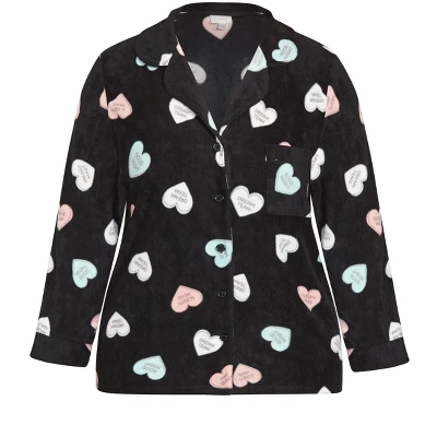 Women's Plus Size Button Up Fleece Top - Black | AVENUE 4 Women's Plus Size Button Up Fleece Top - Black | AVENUE - Image 4