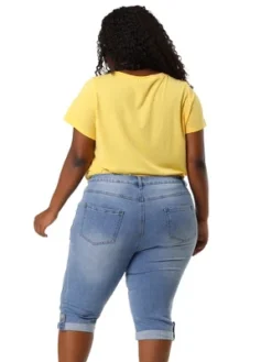 Agnes Orinda Women's Plus Size Mid-Rise Curvy Skinny Stretch Denim Jean Capri -Women Clothing Shop GUEST fc0489b1 8846 44ec ad01 8dc14f475823