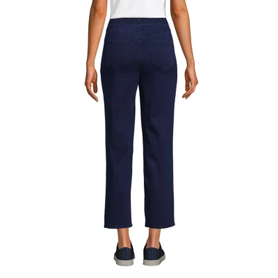 Lands' End Women's Starfish High Rise Pull On Knit Denim Straight Crop Jeans 1 Lands' End Women's Starfish High Rise Pull On Knit Denim Straight Crop Jeans